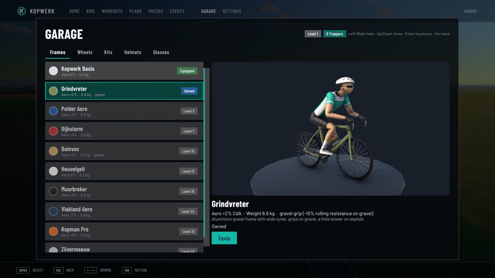 De garage met fietsen en kits